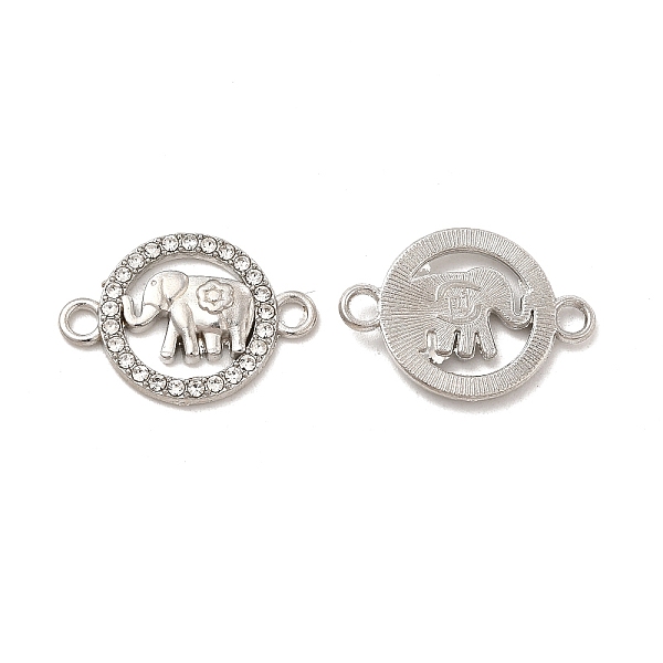 

PandaHall Alloy Connector Charms with Crystal Rhinestone, Flat Round Links with Elephant, Nickel, Platinum, 16x25x2.5mm, Hole: 2.4mm..., Clear