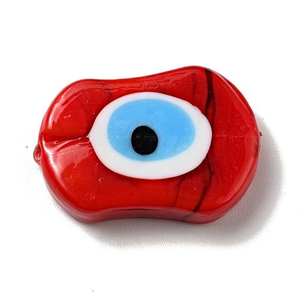 

PandaHall Handmade Evil Eye Lampwork Beads, Oval, Red, 18x25x5mm, Hole: 1.6mm Lampwork Oval Red