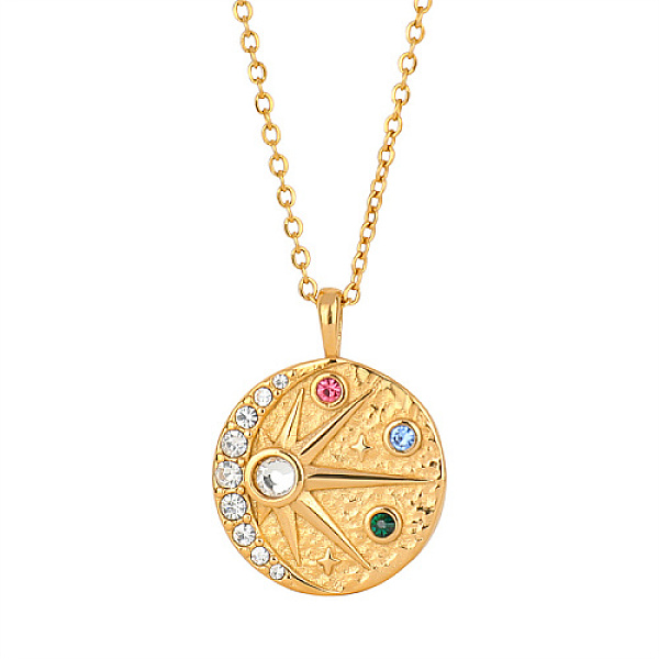 

PandaHall Golden Stainless Steel Micro Pave Cubic Zirconia Pendant Necklaces, Sun, 15.75 inch(40cm) Cubic Zirconia Sun