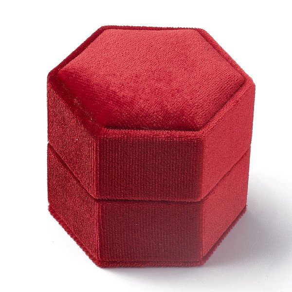 

PandaHall Velvet Jewelry Set Box, with Linen and PU Leather, for Ring & Necklace Box, Hexagon, FireBrick, 5.55x6.3x5.8cm, Inner Diameter..., Red