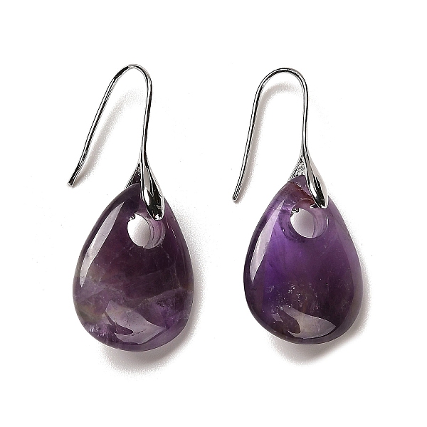 Natürliche Amethyst Teardrop Baumeln Ohrringe