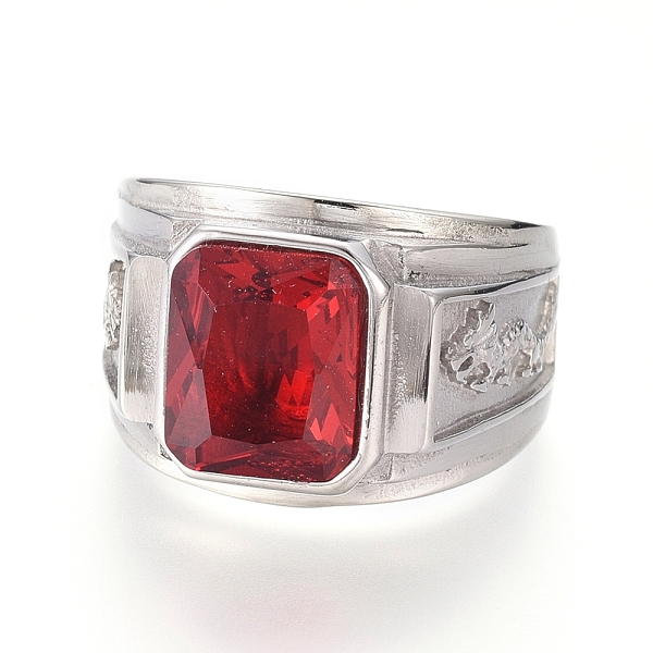 

PandaHall 304 Stainless Steel Wide Band Rings, with Glass, Red, Stainless Steel Color, Size 7~12, 17~22mm Stainless Steel+Glass Red