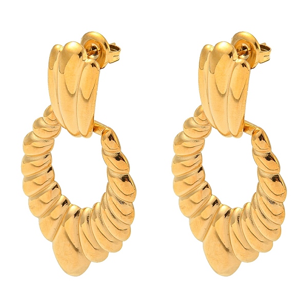 

PandaHall Ion Plating(IP) 304 Stainless Steel Stud Dangle Earrings, Oval, Real 18K Gold Plated, 45x22mm 304 Stainless Steel Oval
