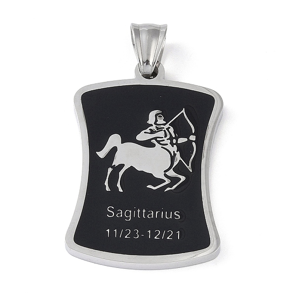 

PandaHall 304 Stainless Steel Pendants, with Enamel, Stainless Steel Color, Rectangle with Constellation, Sagittarius, 39x26x3mm, Hole..., Black