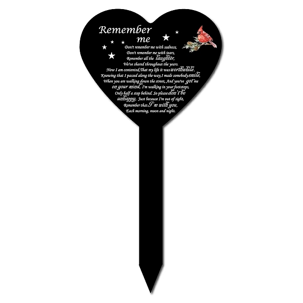 

PandaHall CREATCABIN Memorial Grave Markers Heart Shaped Linnet Cemetery Stake Acrylic Grave Stake Pet Memorial Plaque Cemetery Decoration...
