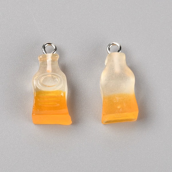 

PandaHall Resin Pendants, with Platinum Iron Peg Bail, Two Tone, Drink Bottle, Orange, 22x10x6.5mm, Hole: 2mm Iron+Resin Bottle Orange