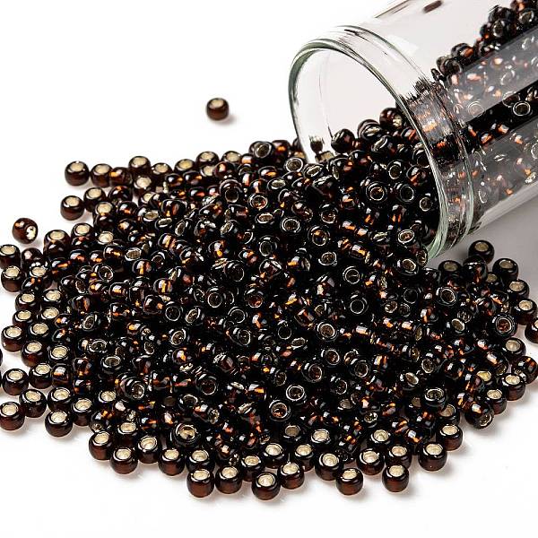 

PandaHall TOHO Round Seed Beads, Japanese Seed Beads, (2205) Silver Lined Root Beer, 8/0, 3mm, Hole: 1mm, about 222pcs/10g Glass Brown