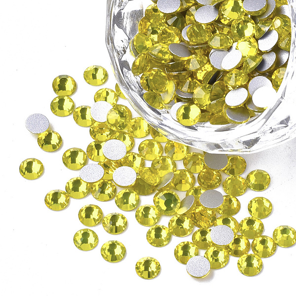 

PandaHall Glass Rhinestone Flat Back Cabochons, Back Plated, Faceted, Half Round, Citrine, SS6, 1.9~2x1mm, about 1440pcs/bag Glass..., Yellow