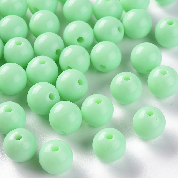 

PandaHall Opaque Acrylic Beads, Round, Aquamarine, 12x11mm, Hole: 1.8mm, about 566pcs/500g Acrylic Round Green