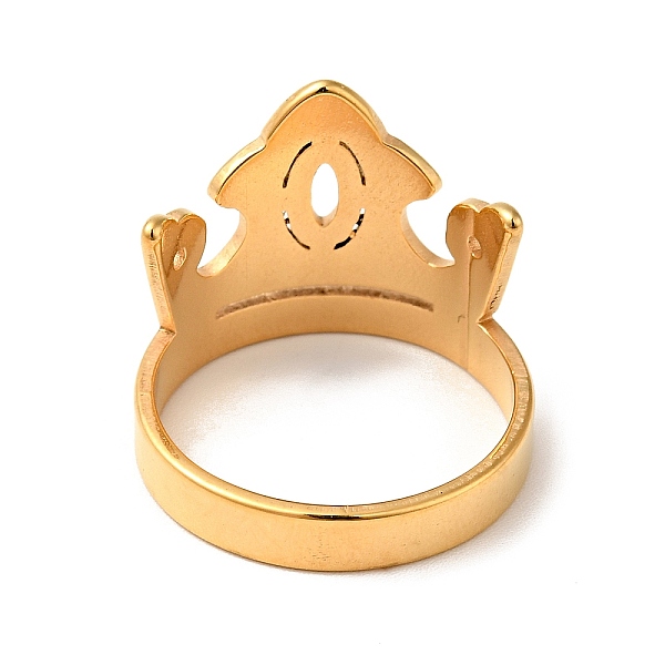 

PandaHall Ion Plating(IP) 201 Stainless Steel Crown Thick Finger Ring for Women, Golden, US Size 6 1/4(16.7mm) 201 Stainless Steel