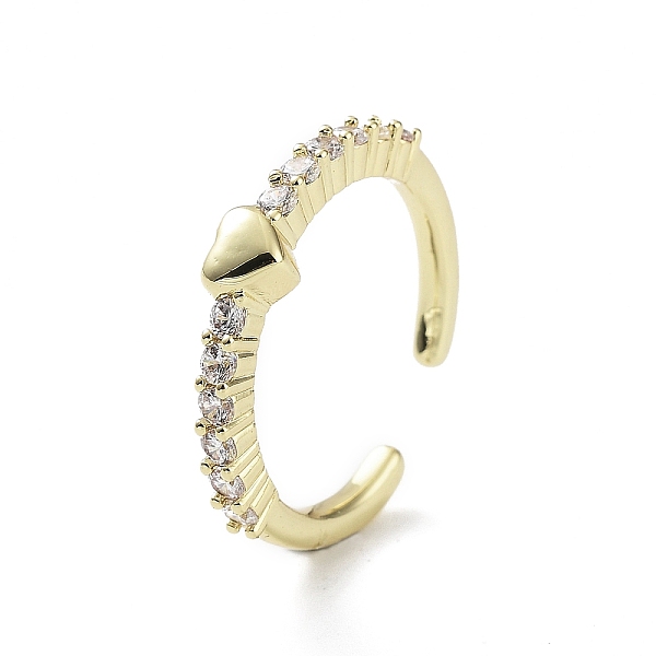 

PandaHall Heart Rack Plating Brass Micro Pave Clear Cubic Zirconia Open Rings, Long-Lasting Plated Cuff Ring for Women, Lead Free & Cadmium...