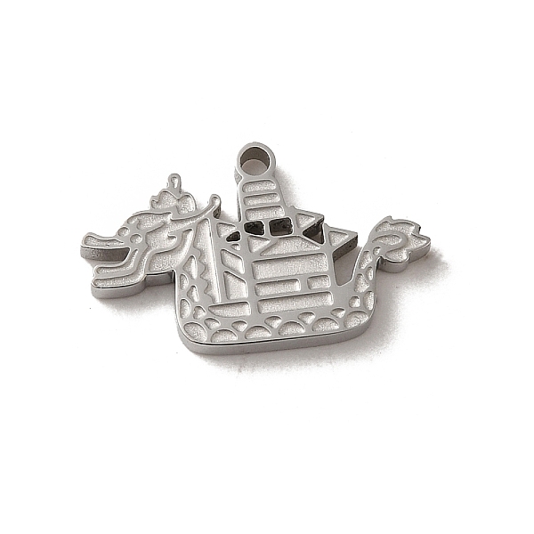 

PandaHall 304 Stainless Steel Pendants, Dragon Boat Charm, Stainless Steel Color, 10.5x17.5x2mm, Hole: 1.2mm 304 Stainless Steel Others