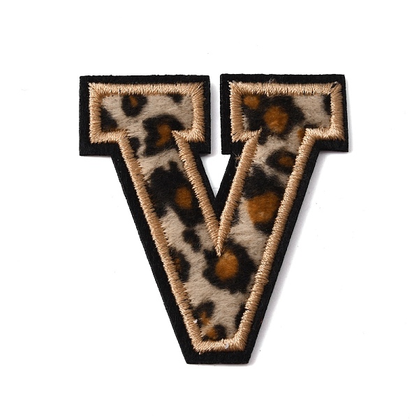 

PandaHall Polyester Computerized Embroidery Cloth Iron On Sequins Patches, Leopard Print Pattern Stick On Patch, Costume Accessories..., Gold