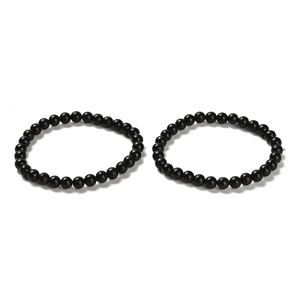

PandaHall Natural Shungite Round Beaded Stretch Bracelets, Inner Diameter: 2-1/4 inch(5.8cm) Shungite