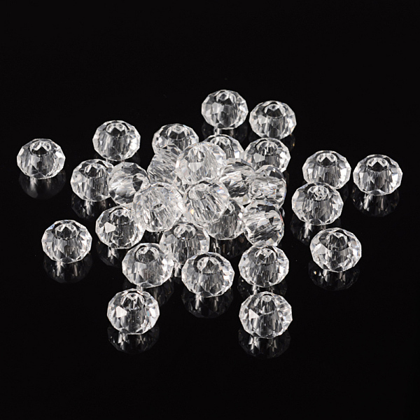

PandaHall Glass European Beads, Large Hole Beads, No Metal Core, Rondelle, Clear, 14x8mm, Hole: 5mm Glass Rondelle Clear