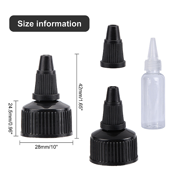 

PandaHall OLYCRAFT 50Pcs 28/410 Plastic Squeeze Bottle Cap Replacement Plastic Bottle Squeeze Heads Dispensing Caps for Condiment Bottle..., Black