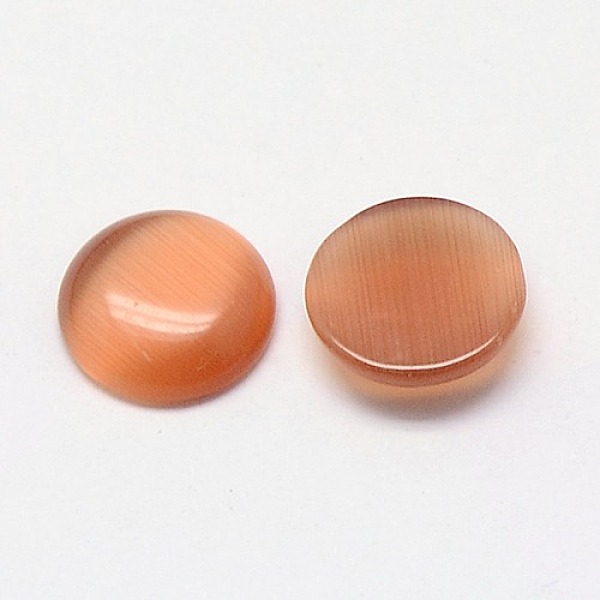 

PandaHall Cat Eye Cabochons, Half Round, Dark Salmon, 12x3mm Glass Half Round Red