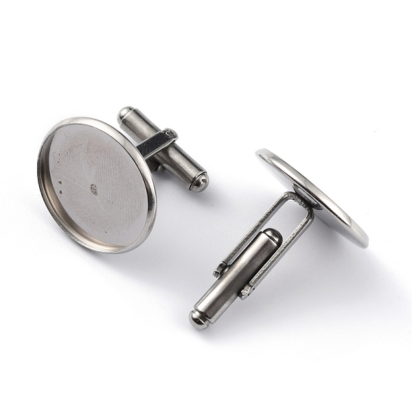 

PandaHall 304 Stainless Steel Cuff Buttons, Cufflink Findings for Apparel Accessories, Stainless Steel Color, Tray: 18mm, 19x20x20mm...