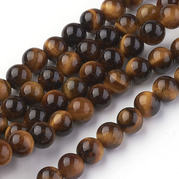 

PandaHall Natural Tiger Eye Beads Strands, Round, Goldenrod, 6mm, Hole: 1mm, about 30pcs/strand, 7.4 inch Tiger Eye Round Gold