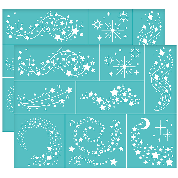 

PandaHall Self-Adhesive Silk Screen Printing Stencil, for Painting on Wood, DIY Decoration T-Shirt Fabric, Turquoise, Star, 280x220mm...