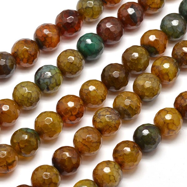 

PandaHall Dyed Natural Agate Faceted Round Beads Strands, Camel, 10mm, Hole: 1mm, about 38pcs/strand, 15 inch Natural Agate Round Brown