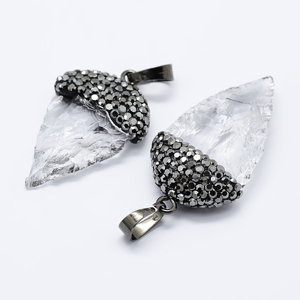 

PandaHall Natural Quartz Crystal Pendants, with Brass Finding, Gunmetal, teardrop, 32~37x19~21x7~8mm, Hole: 5x7mm Quartz Crystal Teardrop