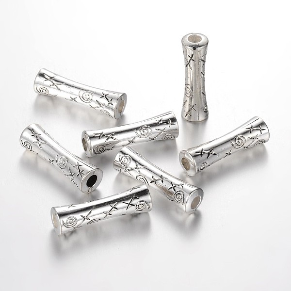 

PandaHall Carved CCB Plastic Beads, Large Hole Tube Beads, Antique Silver, 34x10mm, Hole: 4.5mm Plastic Tube