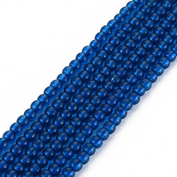 

PandaHall Glass Beads Strands, Round, Marine Blue, 2mm, Hole: 0.6mm, about 185~206pcs/strand, 14.37~14.76 inch(36.5~37.5cm) Glass Round