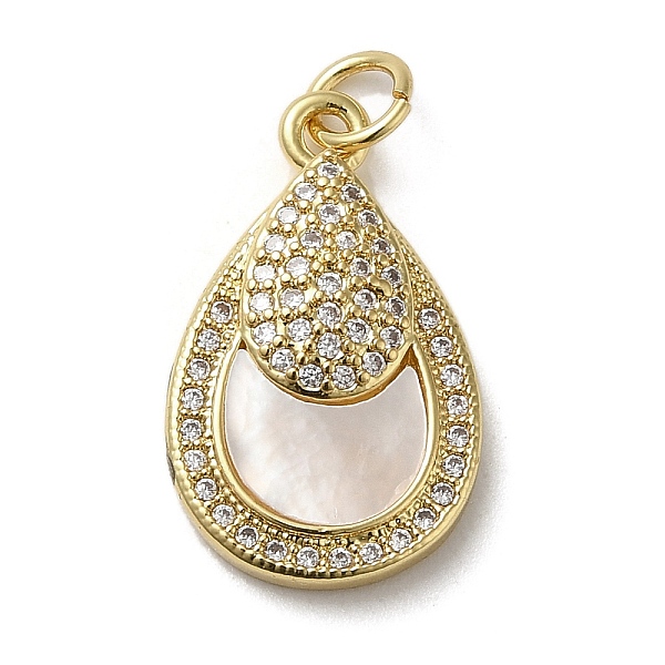 

PandaHall Brass Micro Pave Cubic Zirconia Pendants, with Shell, Teardrop, Real 18K Gold Plated, 21x13x4mm, Hole: 3.4mm Brass+Cubic..., Clear