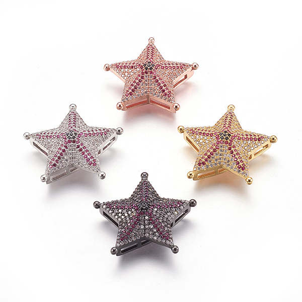 

PandaHall Brass Micro Pave Cubic Zirconia Slide Charms, Lead Free & Cadmium Free & Nickel Free, Long-Lasting Plated, Star, Mixed Color..., Multicolor