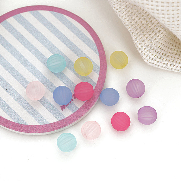 

PandaHall Rubberized Style Transparent Acrylic Beads, Round with corrugated, Mixed Color, 13.6x13.8x13.3mm, Hole: 2.9mm Acrylic Round..., Multicolor