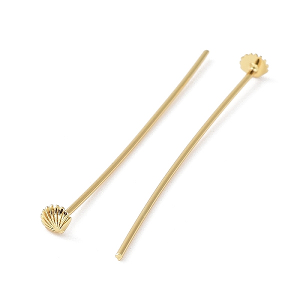 

PandaHall Rack Plating Brass Head pins, Cadmium Free & Lead Free, Long-Lasting Plated, Shell, Golden, 18 Gauge, 50x1mm, Shell: 5x4mm Brass
