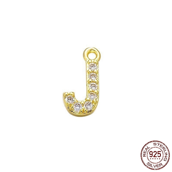 

PandaHall Real 18K Gold Plated 925 Sterling Silver Micro Pave Clear Cubic Zirconia Charms, Initial Letter, Letter J, 9.5x4.5x1.5mm, Hole...