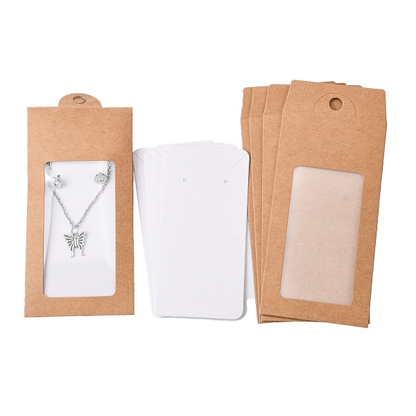 

PandaHall Paper Boxes, with Necklace & Earring Jewelry Display Cards and Clear PVC Window, Packaging Boxes, Rectangle, BurlyWood..., Orange