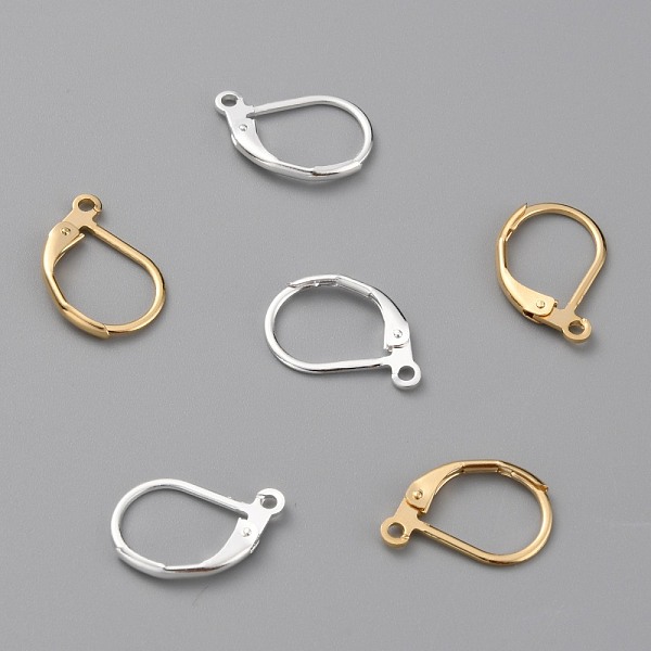 

PandaHall Brass Leverback Earring Findings, with Horizontal Loop, Mixed Color, 15.6x10x2mm, Hole: 1.4mm, Pin: 0.8mm Brass