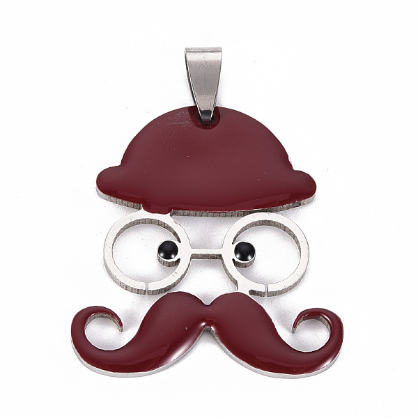 

PandaHall 201 Stainless Steel Enamel Pendants, Human with Mustache and Hat, Brown, 35x31.5x2mm, Hole: 8x4mm Stainless Steel+Enamel Human...