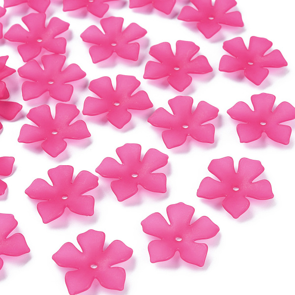 

PandaHall Transparent Acrylic Beads, Frosted, Flower, Cerise, 25.5x26.5x4.5mm, Hole: 2mm, about 900pcs/500g Acrylic Flower Red