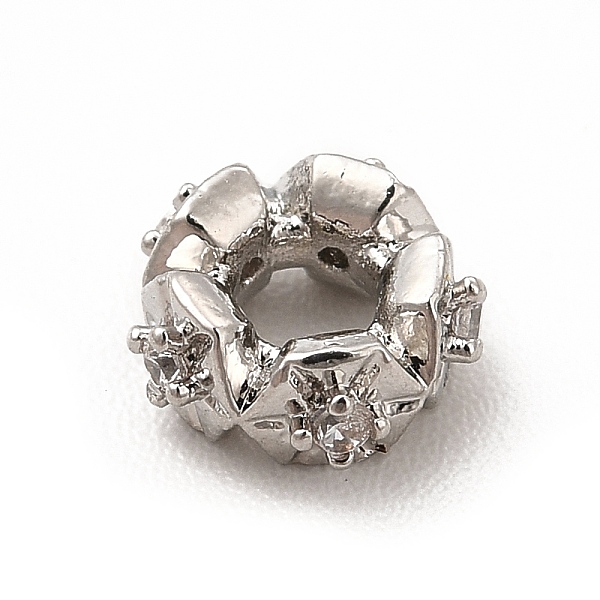 

PandaHall Rack Plating Brass Cubic Zirconia Spacer Beads, Cadmium Free & Lead Free, Long-Lasting Plated, Column with Snowflake, Platinum..., Clear