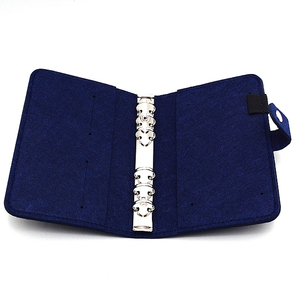 

PandaHall Felt Covered Binder Rings Scrapbook, with Sticky Note, PVC Ziplock Bags & Tearable Paper Book, Rectangle, Midnight Blue...