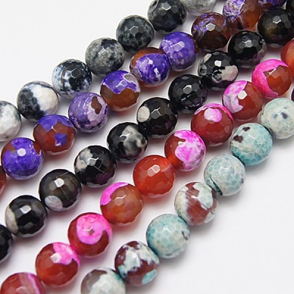 

PandaHall Natural Fire Crackle Agate Beads Strands, Dyed, Faceted, Round, Mixed Color, 4mm, Hole: 1mm Fire Crackle Agate Round Multicolor