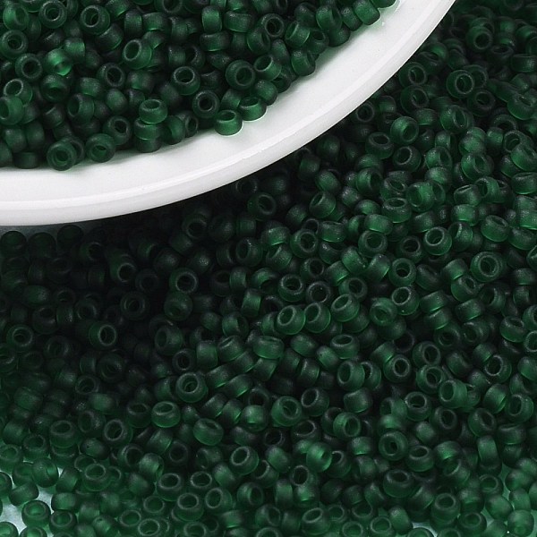 

PandaHall MIYUKI Round Rocailles Beads, Japanese Seed Beads, 15/0, (RR156F) Matte Transparent Dark Emerald, 1.5mm, Hole: 0.7mm, about..., Cyan