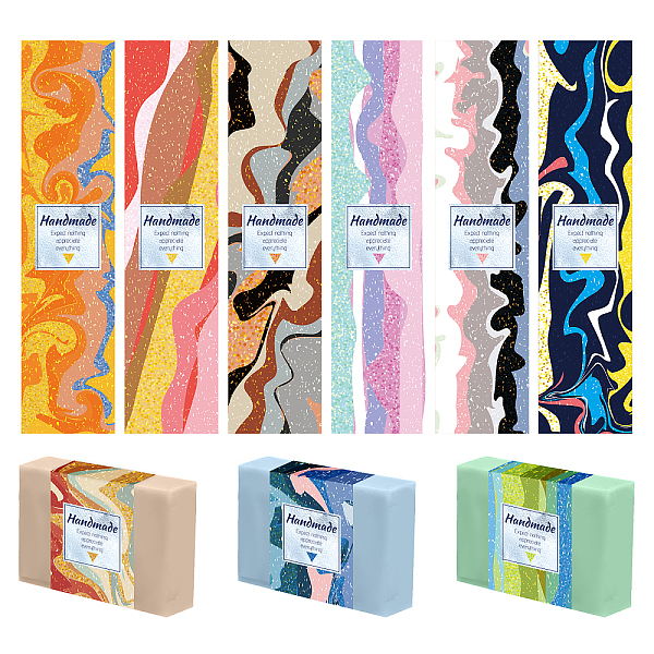 

PandaHall PH 90pcs Abstract Pattern Wrapper, 9 Styles No-Adhesive Paper Tape Band Handmade Label Crafts Wrapper Sleeves Covers Vertical..., Multicolor