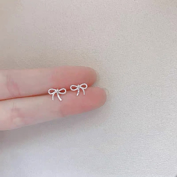

PandaHall Alloy Earrings for Women, with 925 Sterling Silver Pin, Bowknot, 10mm Alloy Bowknot