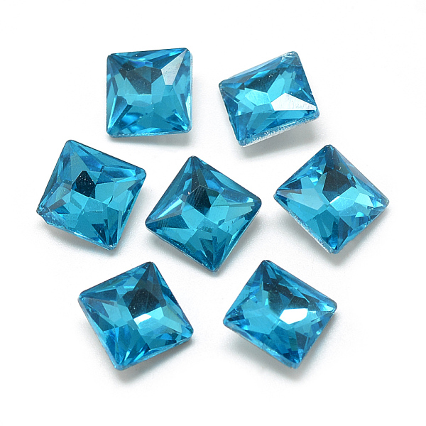 

PandaHall Pointed Back Glass Rhinestone Cabochons, Back Plated, Faceted, Square, Deep Sky Blue, 14x14x5.5mm Glass Rhinestone Square Blue