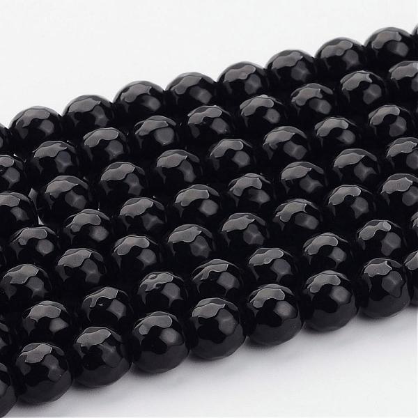 

PandaHall Gemstone Beads Strands, Black Onyx, Natural Faceted Round, Dyed, Black, about 10mm in diameter, hole: 1mm, 38 pcs/strand, 15 inch...