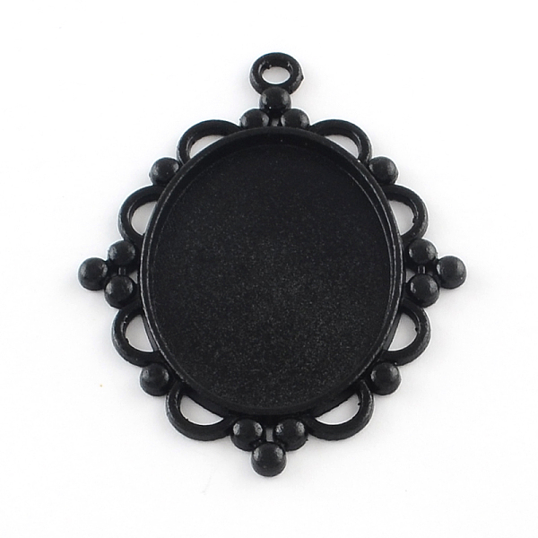 

PandaHall Electrophoresis Alloy Rhombus Big Pendant Cabochon Settings, Cadmium Free & Nickel Free & Lead Free, Black, Oval Tray: 40x30mm...