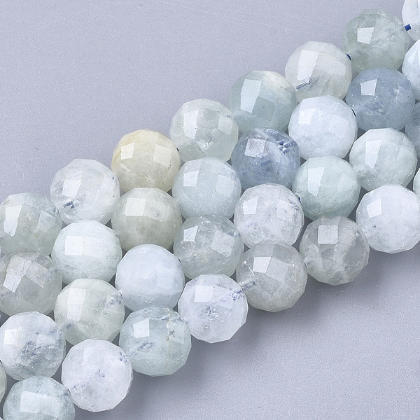 

PandaHall Natural Aquamarine Beads Strands, Faceted, Round, 7.5~8x8mm, Hole: 1mm, about 25pcs/strand, 7.48 inch Aquamarine Round