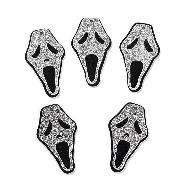 

PandaHall Opaque Acrylic Pendants, Halloween, Skull, Light Grey, 40x23x4mm, Hole: 1.8mm Acrylic Skull