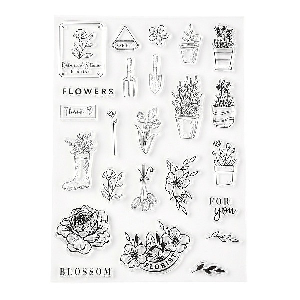 

PandaHall Silicone Clear Stamps, for Card Making Decoration DIY Scrapbooking, Flower Pattern, 21x15x0.3cm Silicone Flower