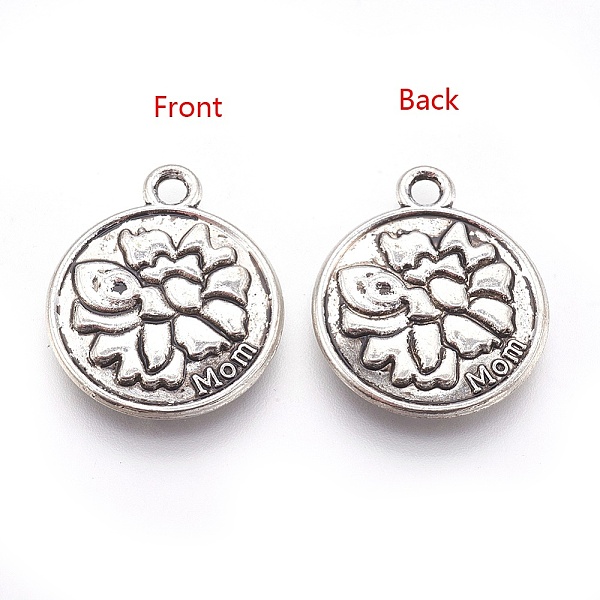 

PandaHall Mother's Day Theme, Tibetan Style Alloy Pendants, Flat Round with Flower Pattern and Word Mom, Cadmium Free & Nickel Free & Lead...